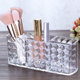 Acrylic 3 Compartment Cosmetics Brush Holder & Organizer
