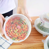 Color Pack Of 6pcs Stretchable Silicon Rubber Food Container Sealing Lid (Random Colors Will Be Sent)