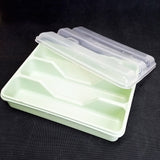 Homeket 3-Partition Plastic Cutlery Storage Tray Organizer With Cover ( Random Colors Will Be Sent )
