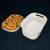 Kiwi Printed Pack Of 3Pcs Rectangle Shape Plastic Basket Set With Top Cover ( Random Prints )