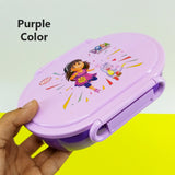 Bright Flat Style Kids' Plastic Lunch Box With Partition Lid ( Random Colors Will Be Sent )