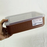 Aroni Rectangle Medium-Size Multi-Purpose Storage Basket With Transparent Cover ( Random Colors Will Be Sent )