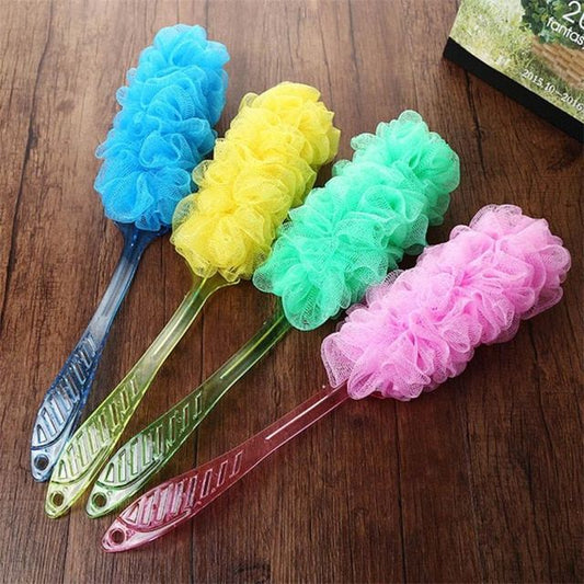 Long Handle Shower Body & Back Cleaning Mesh (Random Color)