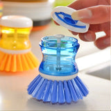 Kitchen Palm Brush Cleaner With Soap Dispenser Refilled For Dishes (Random Colors)