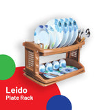 Leido Multi-Purpose 2-Layer Plastic Dishes Rack With Water Drain Tray ( Random Colors Will Be Sent )