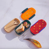 Appollo 2-Layer Kids Bento School Plastic Tiffin & Lunch-Box With Spoon ( Random Colors )