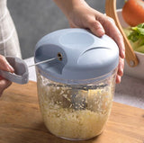 Grey Smart Compact Medium-Size Quick Speedy Vegetables Pull Rope Chopper