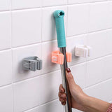 1pc Self-Adhesive Sticky Mop & Cleaning Brush Wall-Mount Holder Hanger ( Random Transparent Color ) )