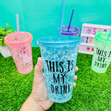 Kids' 450ml Plastic Acrylic Frosty Glass With Straw ( Random Colors Will Be Sent )