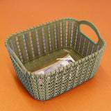 Kiwi Knit-Knot Small Size Storage Rectangle Basket ( Random Colors Will Be Sent)