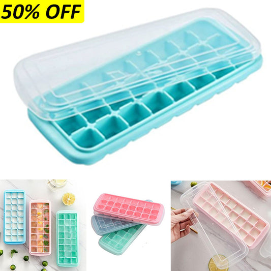 Appollo Bubble 24-Grid Plastic Ice Cube Tray With Cover ( Random Colors )