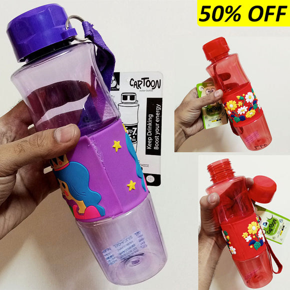 Beli Cartoon 500ml Transparent Plastic Water Bottle ( Random Colors )