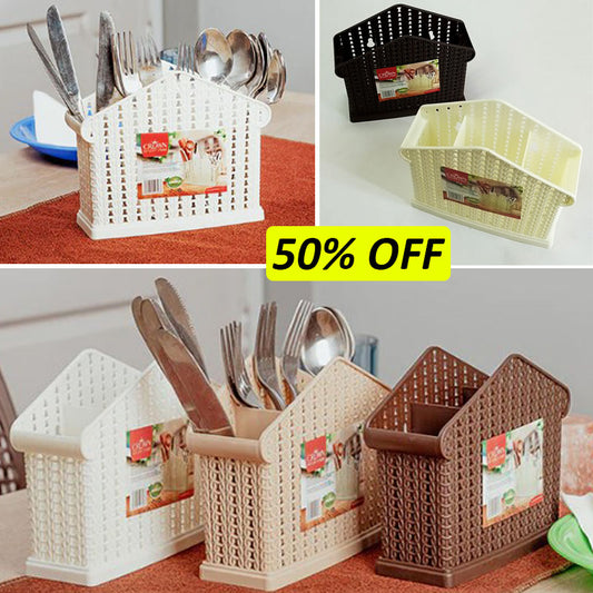Appollo Crown Hut Shape Plastic Cutlery & Multi-Purpose Holder Stand ( Random Colors Will Be Sent)
