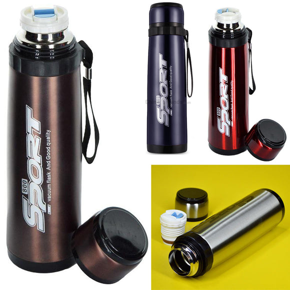 Sports Stainless Steel Insulated 800ml Water Bottle (Random Colors Will be Sent)