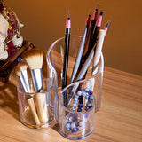Acrylic 3-Compartment Cosmetics Brush Holder & Organizer