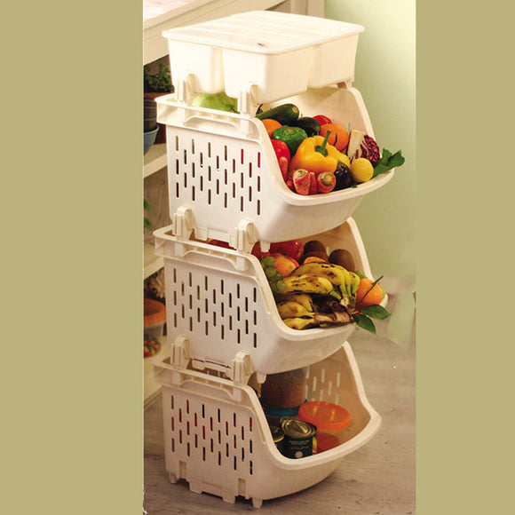 Appollo Space-Saving 3-Tier Kitchen Fruit & Vegetable Storage Rack With Top Cover Box