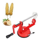 Multifunctional Stainless Steel Manual Potato Spiral Cutter with 2 Bamboo Sticks For Kitchen Use