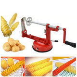 Multifunctional Stainless Steel Manual Potato Spiral Cutter with 2 Bamboo Sticks For Kitchen Use