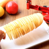 Multifunctional Stainless Steel Manual Potato Spiral Cutter with 2 Bamboo Sticks For Kitchen Use