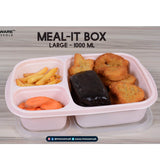Maxware Meal-it 1000ml 3-Partition Plastic Lunchbox For Office, School & College ( Random Colors )