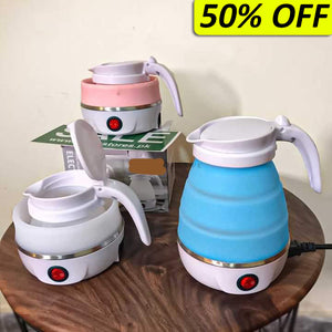 Silver Crest Foldable Collapsible Portable Travel Silicone 600ml Compact Electric Kettle