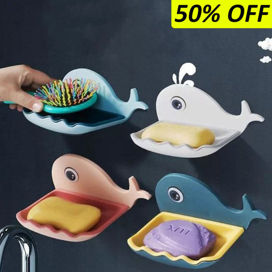 Sticky Self-Adhesive Double Tape Wall-Mount Plastic Soap Dish Fish Shape ( Random Colors )