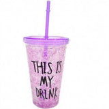 Kids' 450ml Plastic Acrylic Frosty Glass With Straw ( Random Colors Will Be Sent )