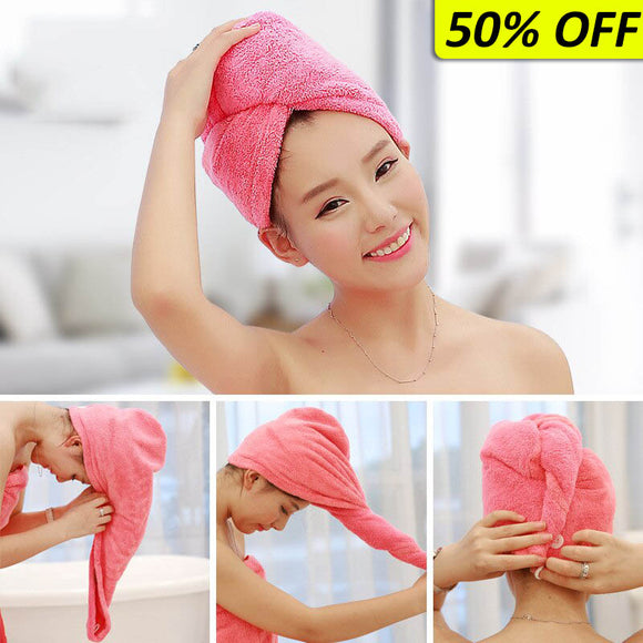 Soft Cotton Hair Fast Drying Ladies Towel For Hairs Wrap Quick Cap ( Random Colors )